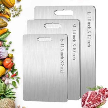 Imagem de Tábua de corte de titânio, tábuas de corte de titânio 100% puro para cozinha, dupla face, grau alimentício, tábua de cortar máquina de lavar louça para cortar carne, vegetais, frutas (29 cm C x 20 cm)