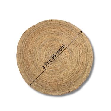 Imagem de Tapete de juta natural – Tapete de fazenda Boho feito à mão, ecológico e durável – Tapete rústico reversível para sala de estar, quarto ou entrada – Tapete de juta de tecido