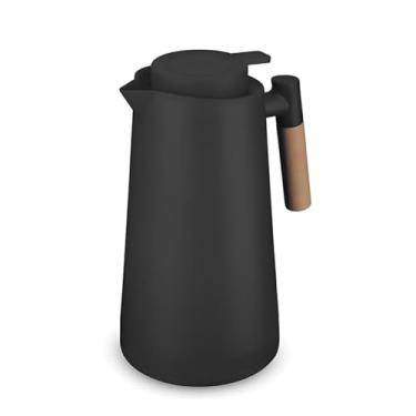 Imagem de Garrafa Térmica Bule 1L com Ampola de Vidro e Parede Dupla – Alça de Madeira Premium