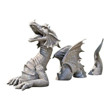 Imagem de Conjunto de esculturas de dragão para decoração de jardim, figura de resina de 3 peças