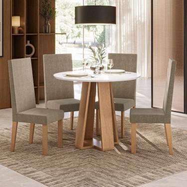 Imagem de Sala Jantar Estilo Red Laqueado Fosco 4 Cadeiras Nice Mel/Off White Fosco