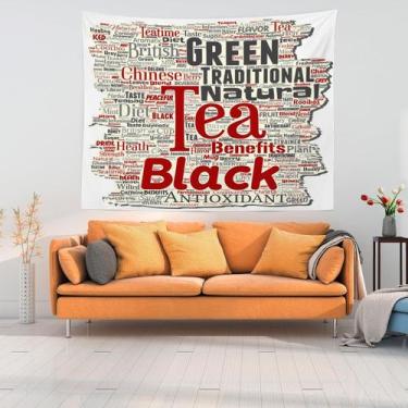 Imagem de Tapestry Tea Benefits: chá verde e preto Word Art 150x130cm - yiweisai