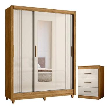Imagem de Guarda Roupa Casal Bolívia E Cômoda Ms913 Freijó Off White - Moval