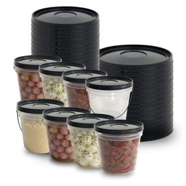 Imagem de Balde Com Tampa Preta Ideal Para Frigoríficos - 7 Pçs