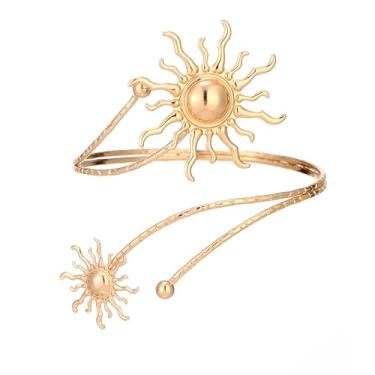 Imagem de Thalireth Braçadeira de sol dourada com punho aberto, bracelete de braço ajustável, joia boêmia presente para mulheres, standard size, Liga de aço, Sem Pedra Preciosa