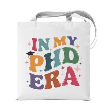 Imagem de KSFFWQIN Sacolas de presente PHD para mulheres em My PHD Era Bolsa de ombro reutilizável para compras, viagens, trabalho, praia, academia, Doctor of Philosophy Totes