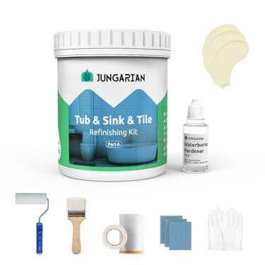 Imagem de Jungarian Kit De Acabamento De Banheira E Azulejo 17,5 Oz Com Ferramentas, Tinta Para Banheiro Faça Você Mesmo Com Baixo Odor, Pia, Banheira, Bancada, Azulejo, Chuveiro, Tinta Para Banheiro, Cozinha