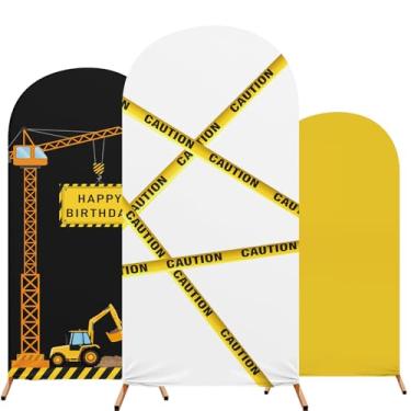 Imagem de RimCereal Conjunto de 3 capas de arco para festa de aniversário de construção, elastano elástico, 1,2 m, 1,5 m, 1,8 m (atenção)