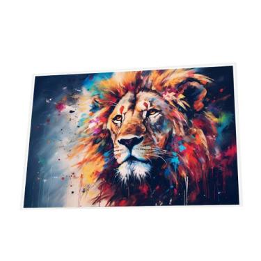 Imagem de Quadro Leão Pop Art Canvas Com Vidro - Center Molduras, 20x30 Baixa, B