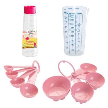 Imagem de Kit Medidor Copo Xícara Colher Medidas Bisnaga Umedecer Bolo - Isamar