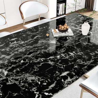 Imagem de LIKILIKI Papel de parede de mármore preto brilhante à prova d 'água mármore granito papel de contato 40 cm x 599 cm