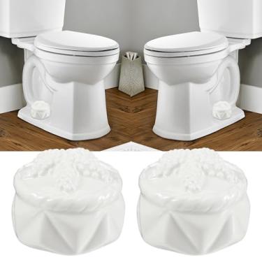 Imagem de Heclia 2 peças de tampas de parafuso de vaso sanitário de estrela do mar decorativas, tampas de botão de vaso sanitário brancas tampas de parafuso decoração de banheiro fofa instalação fácil gadgets