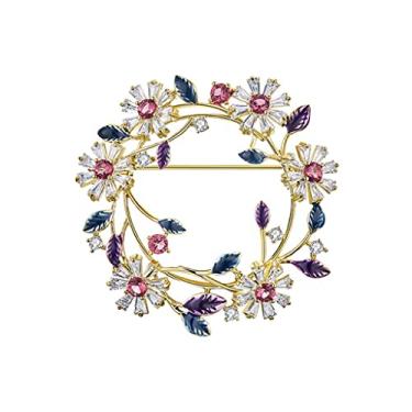 Imagem de Yalych Broche de guirlanda de feminilidade decote decoração corpete terno suéter flor broche acessórios (cor: A, tamanho acessórios de vestuário