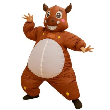 Imagem de LafaVida Jumbo 7.2ft Inflatable Wild Boar Costume | Full Body Hog Pig Costume | Suit for Halloween Party |Adult Teens Size 5.3-6.5Ft Brown