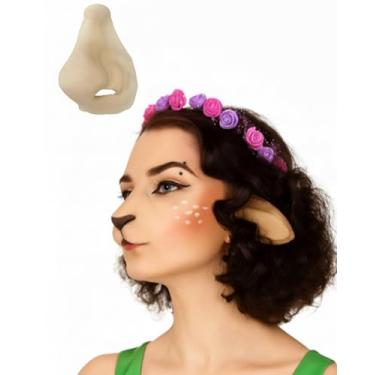 Imagem de Libima Nariz de veado látex protético veado fulvo rena elfo menina nariz falso animal fofo efeitos especiais fantasia acessórios de fantasia de sátiro para festa de Natal adereços de fantasia de alce