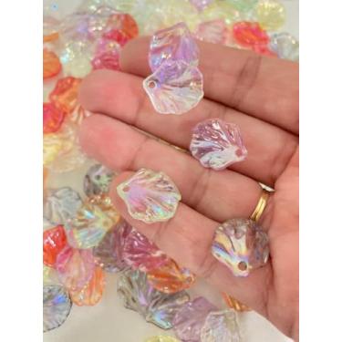 Imagem de Miçangas de Concha Furta-Cor, Contas Iridescentes para Artesanato, Peças Decorativas com Furo, Acessórios para Bijuteria 50un 17x15mm