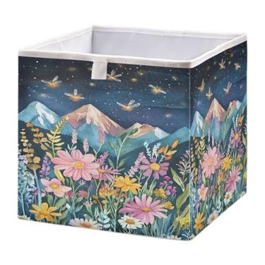 Imagem de SEHANY Cesto de armazenamento dobrável Mountains Lanscape, organizador de tecido grande, dobrável, para roupas, brinquedos, livros, armário, berçário, 38 x 27 x 17 cm