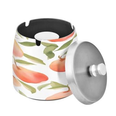 Imagem de Blueangle Cinzeiro rosa pêssego com tampa para cigarros, à prova de vento/chuva, aço inoxidável, sem fumaça, inodoro, cinzeiro para uso interno ou externo (571)