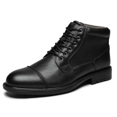 Imagem de Arkbird Bota social masculina, couro legítimo, clássica, casual, tornozeleira com zíper lateral, Preto (118), 41