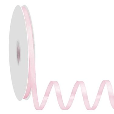 Imagem de Simplegoal Fita de cetim rosa dupla face 1/4 polegada x 100 jardas fitas rosa de poliéster para embrulho de presente fita de tecido para artesanato, buquê de flores, costura, artes, decoração de festa