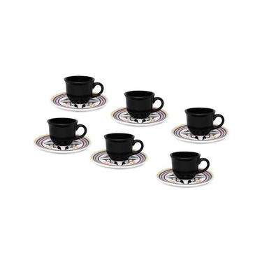 Imagem de Conjunto de Xícaras para Café Oxford Daily Floreal Luiza com Pires em Cerâmica 75ml – 6 Peças