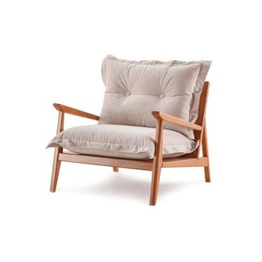Imagem de Poltrona Bruxelas Em Madeira Maciça e Estofada 70 x 71 x 87 cm (A x L x P) - Cor Champagne Tecido Suede 124A