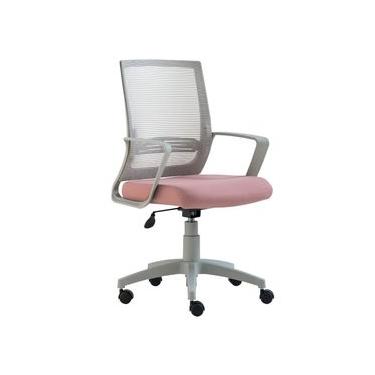Imagem de Cadeira de Escritório Giratória Stay Roal Cinza com Encosto em Tela Assento Rosa Base e...