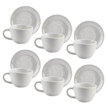 Imagem de Conjunto de xícaras com pires para café 12 peças branco 85ml - Wincy
