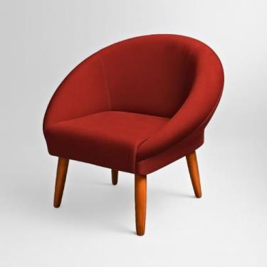 Imagem de Poltrona Cadeira Moderna Estofada em Veludo para Sala de Espera Confortável e Resistente — Estrutura Reforçada (Vermelho)