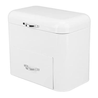 Imagem de YOUTHINK Caixa de Pão de Ferro, Recipiente de Armazenamento de Pão de Grande Capacidade Com 2 Prateleiras, Perfeito para Cozinha e Uso Doméstico (Leite Branco)