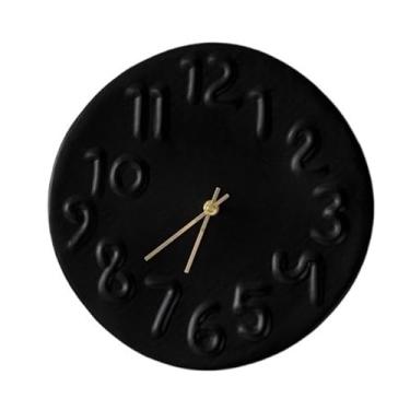 Imagem de Relógio de parede Relógio de parede nórdico tridimensional irregular com palavras, silencioso e alimentado por bateria para decoração de casa(Preto)