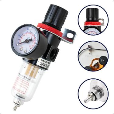 Imagem de Filtro Manômetro Regulador Pressão Ar 1/4 Eliminador De Água