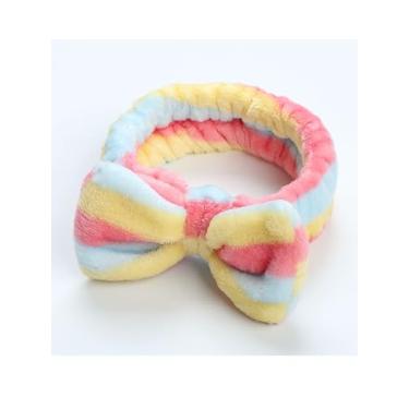 Imagem de Faixa de cabelo feminina com laço de lã coral macia para lavar o rosto, maquiagem, cuidados com a pele, chuveiro, presentes para adolescentes e adultos (vermelho)