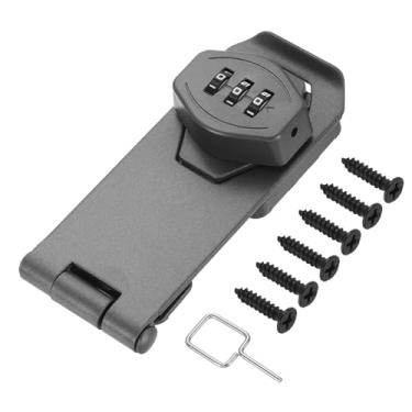 Imagem de PATIKIL Fechadura de combinação de armário sem chave, 10 cm, liga de zinco, 3 dígitos, botão de torção, trava de ferrolho para armários, armário, gaveta, armário de cozinha ao ar livre, cinza