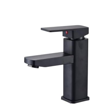 Imagem de Torneira Preta Quente e Fria Banheiro Lavabo Cuba Luxo Black Inox Misturador Pia Torneira Quadrada, Inox Escovado - Torneira de banheiro