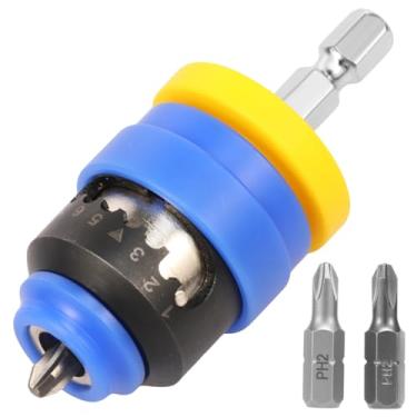 Imagem de Conjunto de parafusos de drywall de profundidade ajustável de 7 níveis com 2 brocas de substituição, conjunto de parafusos de profundidade magnética, converte brocas em pistolas de parafuso