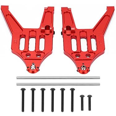 Imagem de SIWOTED 2 peças de braços de controle inferiores em liga de alumínio dianteiro inferior esquerdo e direito bolas de braços de controle com parafusos e pinos para carros 1/7 RC (Vermelha)