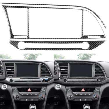 Imagem de NVCNX Acessórios de fibra de carbono real para Hyundai Elantra 2016 2017 2018 painel de painel de painel de painel de painel central de ventilação de ar sistema de infoentretenimento capa de botão