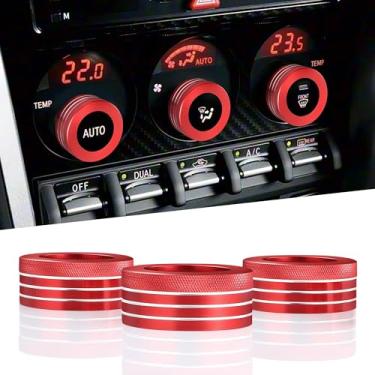 Imagem de TOMALL 3 peças de alumínio AC Climate Knob Covers compatíveis com Scion FR-S, para Subaru BRZ, para Toyota 86 GT86 FT86 console central guarnição botão interruptor de ar condicionado acessórios de