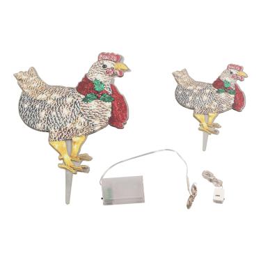 Imagem de Alomejor Decoração de Frango de Natal, Frango Iluminado Com Lenço, Com Iluminação Quente para Festa de Casamento, Feriado, Natal, Dia das Bruxas
