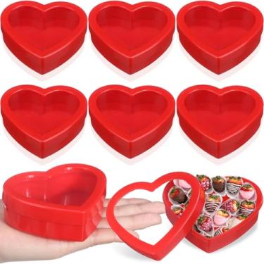 Imagem de Wesiti 6 caixas pequenas em forma de coração com janela, caixas de presente de dia dos namorados, recipiente de armazenamento de plástico para projetos faça você mesmo, presentes de doces para o dia