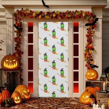 Imagem de Wassud Cactos com chapéu de bruxa decoração de porta faixa interna externa decoração de casa de varanda grande decoração de porta da frente 96 x 98 polegadas