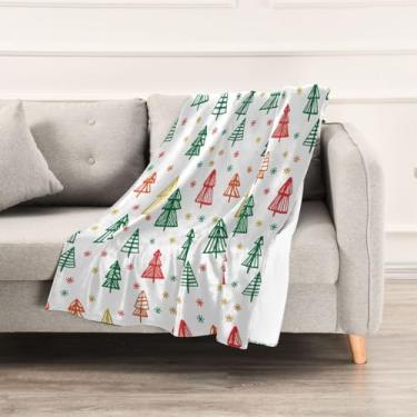 Imagem de Wassud Cobertores e mantas de Natal 152 x 228 cm de linha simples para sofá, cobertor quente de lã de pelúcia aconchegante para cama, sofá, cadeira, decoração de casa