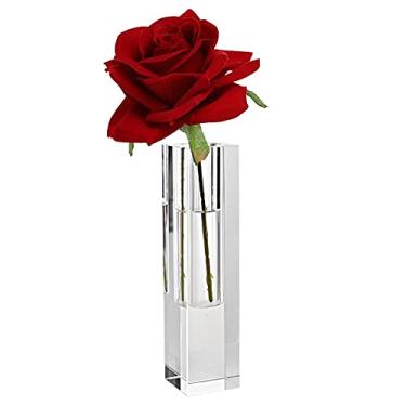 Imagem de YYBOES Vaso de vidro para flores, conjuntos de vasos para decoração, vaso de vidro transparente simulação de arranjo de flores de cristal rosa, sala de estar, mesa de jantar, decoração de casa, vaso