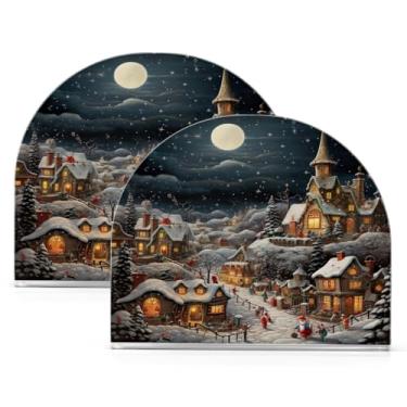 Imagem de Wassud Porta-guardanapos de acrílico para véspera de Natal, dispensador de guardanapos de papel moderno em forma de U para mesa, cozinha, sala de jantar, bancada 2 peças (comporta 50-60 guardanapos)