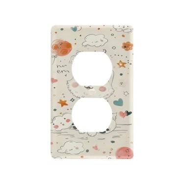 Imagem de Wassud Capa decorativa para interruptor de luz de cachorro fofo para tomadas elétricas duplex 12 x 7 cm