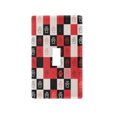 Imagem de Wassud Placa de cobertura para interruptor de luz, patas, xadrez, decorativa, capa de parede, placa de parede para tomadas elétricas, interruptor único, 11 x 7 cm