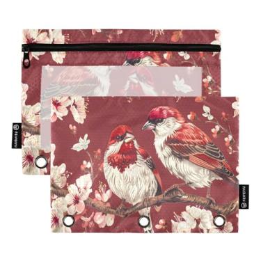 Imagem de CEBUGI 3 bolsas de lápis com zíper e janela transparente, 2 pacotes de estojo para exames de sala de aula (flor de cervo)