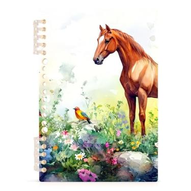 Imagem de Burbuja Caderno de cavalo no jardim, papel pautado universitário A5 com 60 folhas, fichário para escritório, 1 pacote