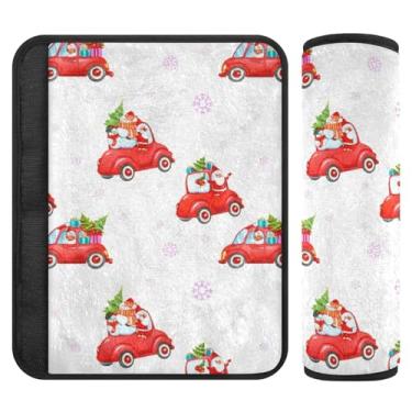 Imagem de Burbuja Capa para cinto de segurança de carro Christmas Cars Protetor de cinto de segurança de carro macio confortável para alça de ombro de assento, 1 par pequeno